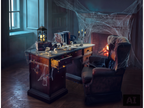 Lanterne d'Halloween LED, avec effet clignotant