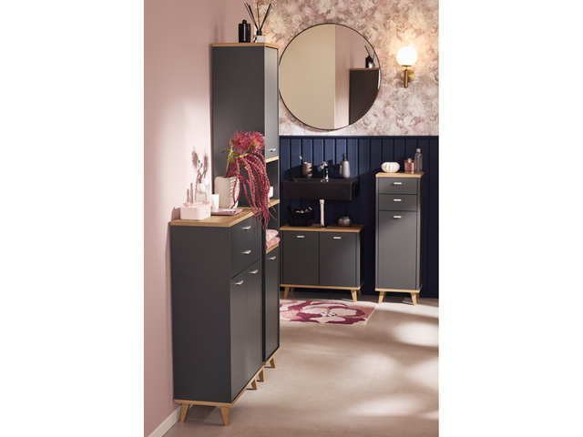 Armoire de rechange Corfu avec 1 porte et 2 tiroirs chêne Artisan/anthracite