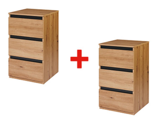 Lot de 2 commodes Genève, imitation chêne