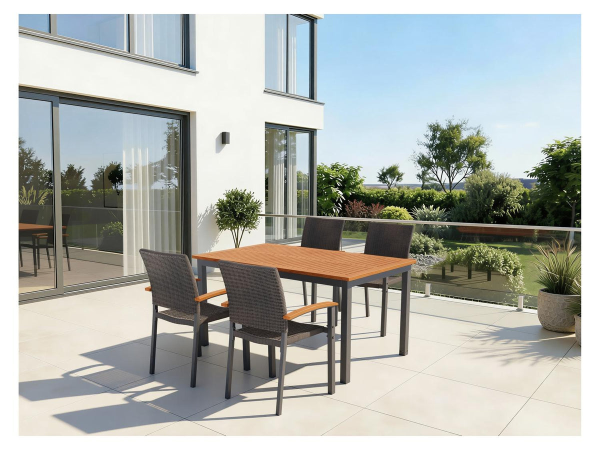 Table de jardin + Lot de 4 fauteuils en résine tressée Valencia