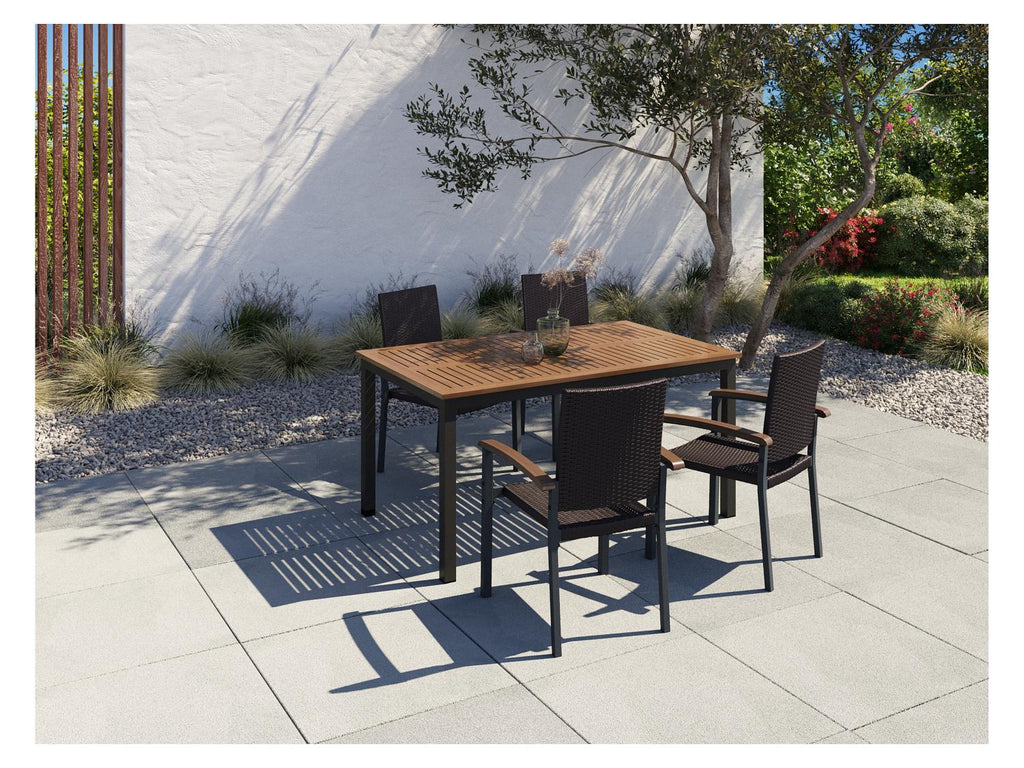 Table de jardin + Lot de 4 fauteuils en résine tressée Valencia