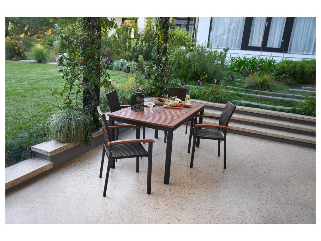 Table de jardin + Lot de 4 fauteuils en résine tressée Valencia