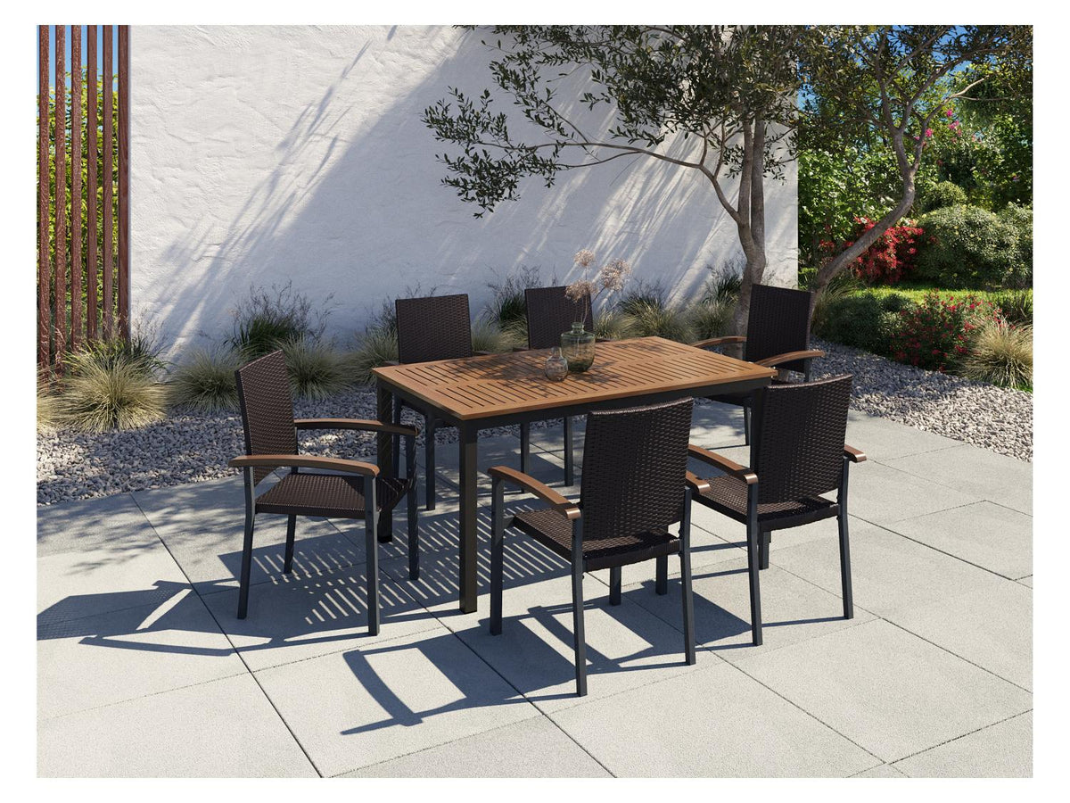 Table de jardin + Lot de 6 fauteuils en résine tressée Valencia