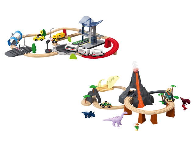 Set chemin de fer en bois XL City Express ou Dinoland
