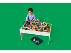 Table avec circuit de train en bois, 100 pièces