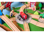 Table avec circuit de train en bois, 100 pièces