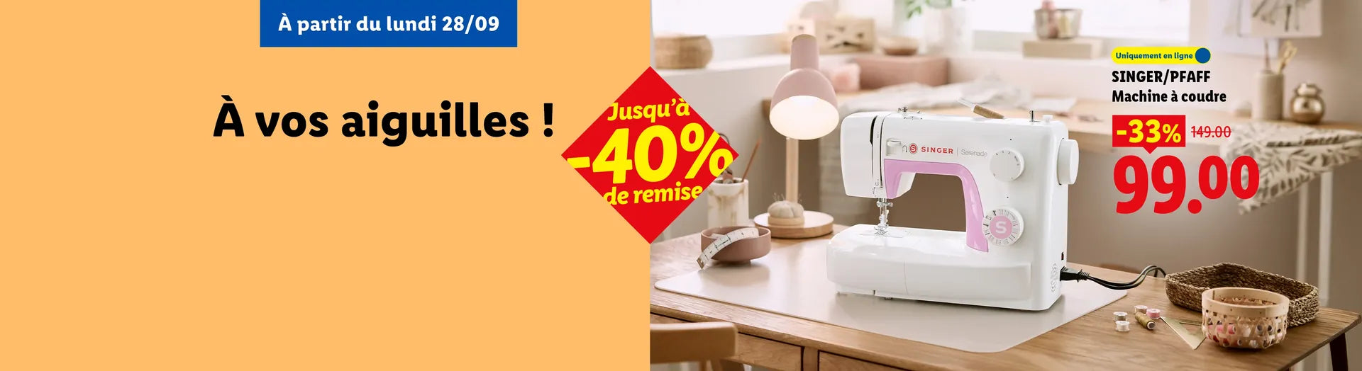 À vos aiguilles : jusqu'à -40% sur la couture, machine à coudre à 99,00 € au lieu de 149,00 €
