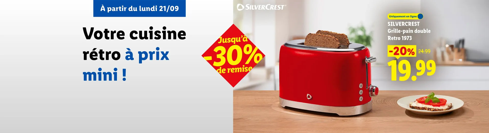 Votre cuisine rétro à prix mini : jusqu'à -30%, grille-pain Silvercrest Retro 1973 à 19,99 € au lieu de 24,99 €